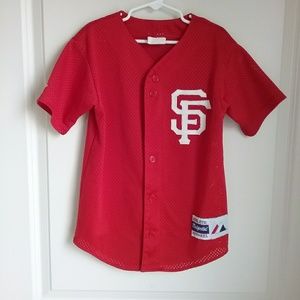 Vintage Majestic SF Boys Red Mesh Baseball Jersey